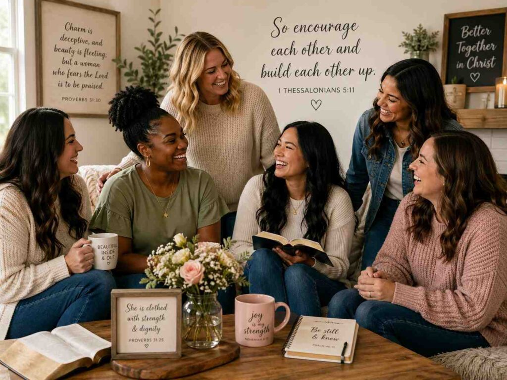 "Women of faith living out what the Bible says about true beauty through joy and community."