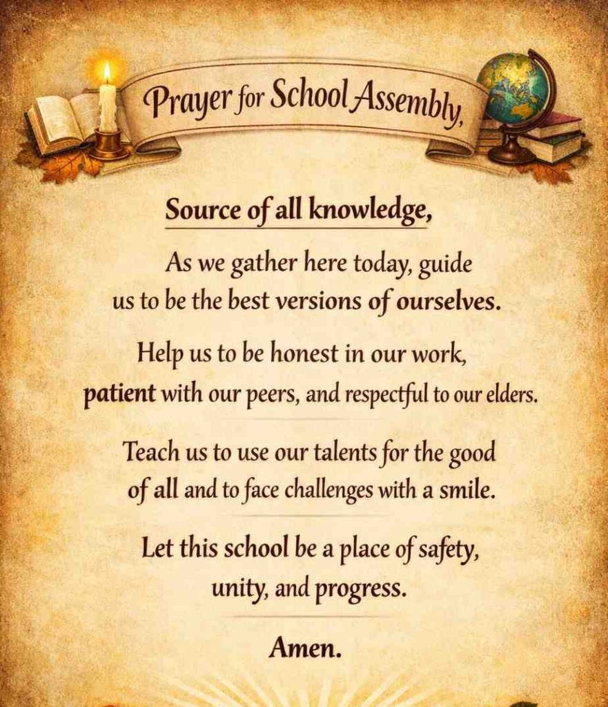 English Prayer for School Assembly