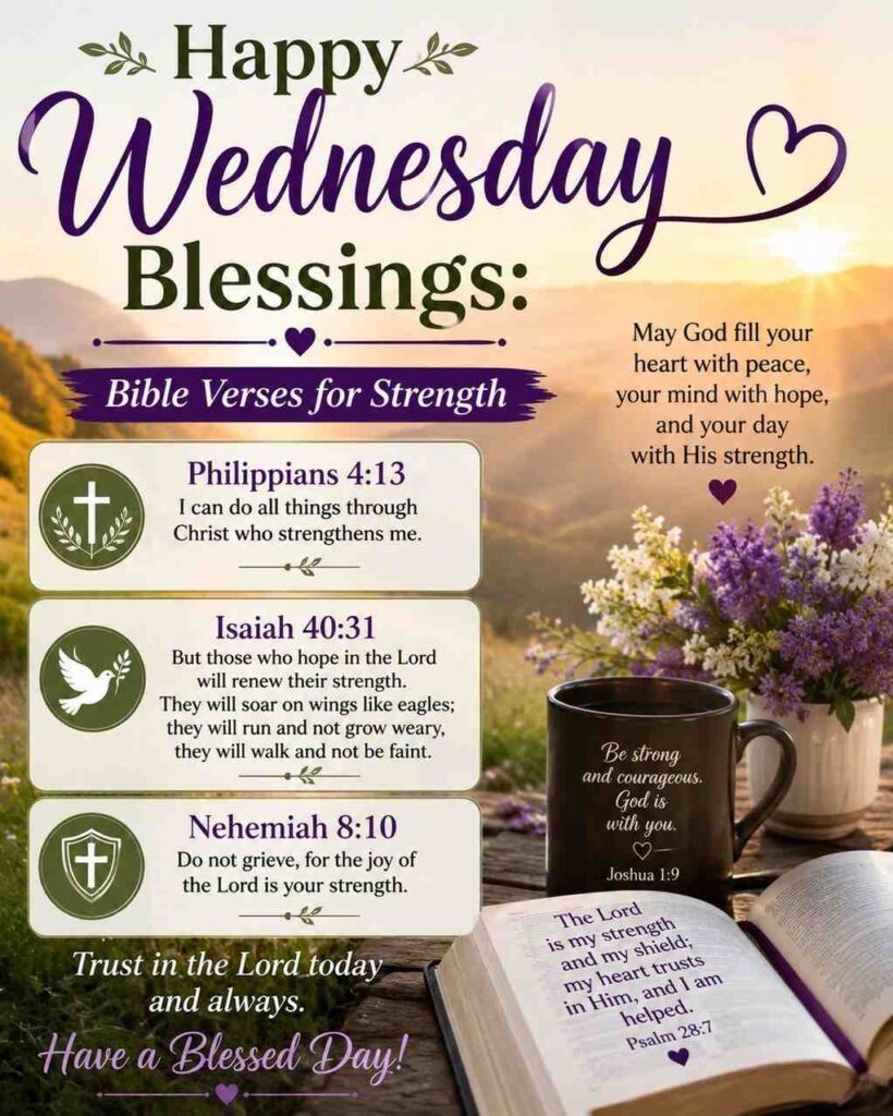 Happy Wednesday Blessings: Bible Verses for Strength 